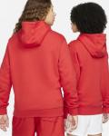  Felpa Cappuccio Hoodie UOMO Nike CLUB Sportswear Fleece Rosso Cotone Felpato 