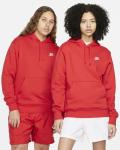  Felpa Cappuccio Hoodie UOMO Nike CLUB Sportswear Fleece Rosso Cotone Felpato 