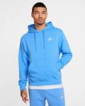  Felpa Cappuccio Hoodie UOMO Nike CLUB Sportswear Fleece Blu Azzuro 