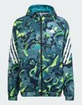  Giacca Sportiva UOMO Adidas Verde Future Icons Allover Print Full-Zip 