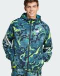  Giacca Sportiva UOMO Adidas Verde Future Icons Allover Print Full-Zip 