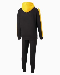  Tuta Intera Completa UOMO Puma Essentials Hoodie Colorblock Nero Giallo 4