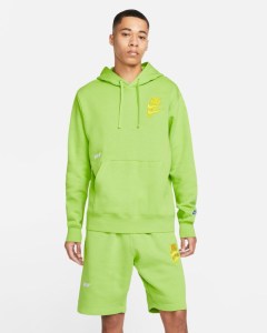  Felpa Cappuccio Hoodie UOMO Nike Sport Essentials Verde Cotone Felpato 0