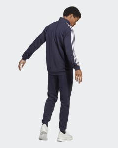  Tuta Intera Completa UOMO Adidas Blu Basic 3-Stripes French Terry Cotone 3