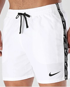  Costume da Bagno shorts pantaloncini UOMO Nike LOGO TAPE Bianco con tasche 0
