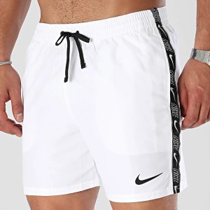  Costume da Bagno shorts pantaloncini UOMO Nike LOGO TAPE Bianco con tasche 1