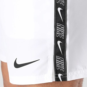  Costume da Bagno shorts pantaloncini UOMO Nike LOGO TAPE Bianco con tasche 3